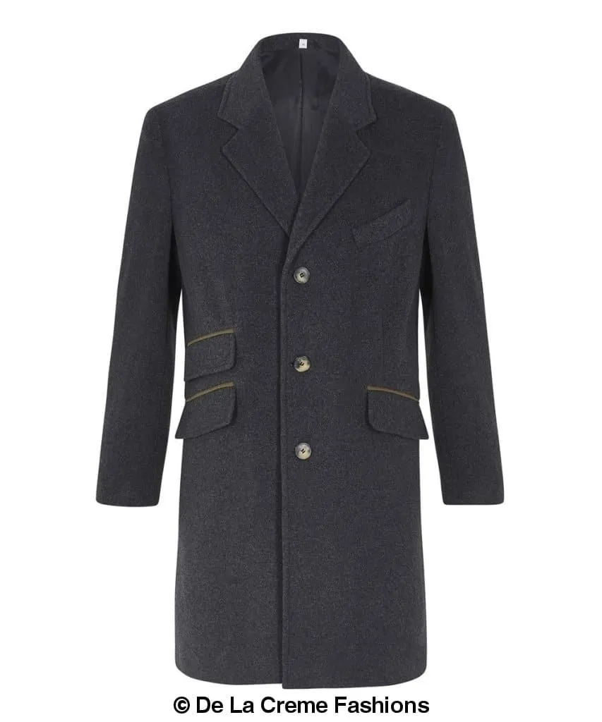 De La Creme MAN - Wool Blend Single Breasted Retro Mod Coat