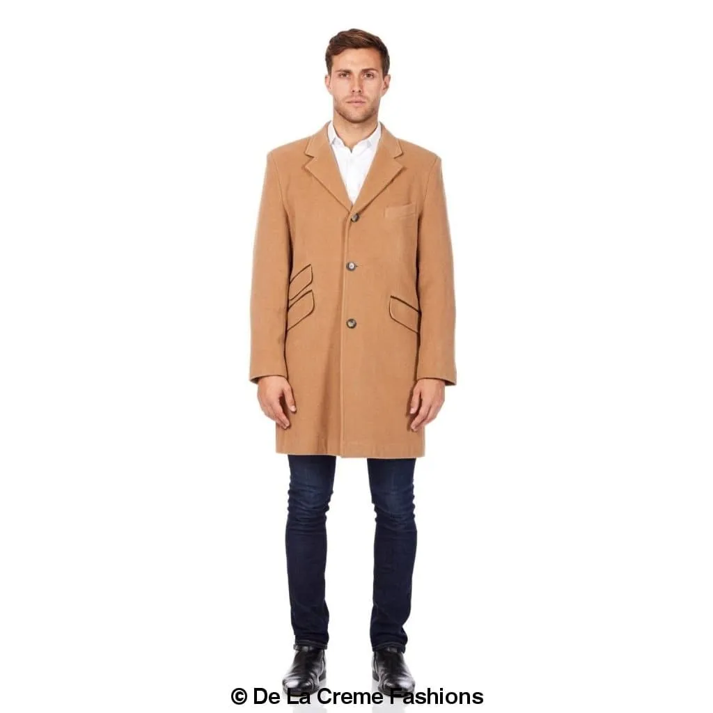 De La Creme MAN - Wool Blend Single Breasted Retro Mod Coat