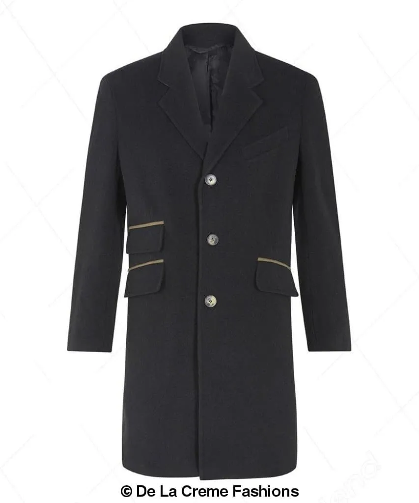 De La Creme MAN - Wool Blend Single Breasted Retro Mod Coat