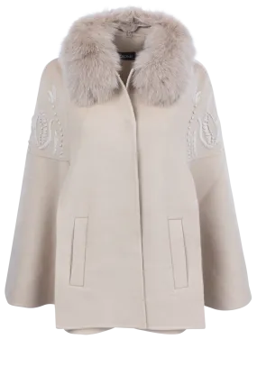 Diomi Fox Fur Cape - Cream