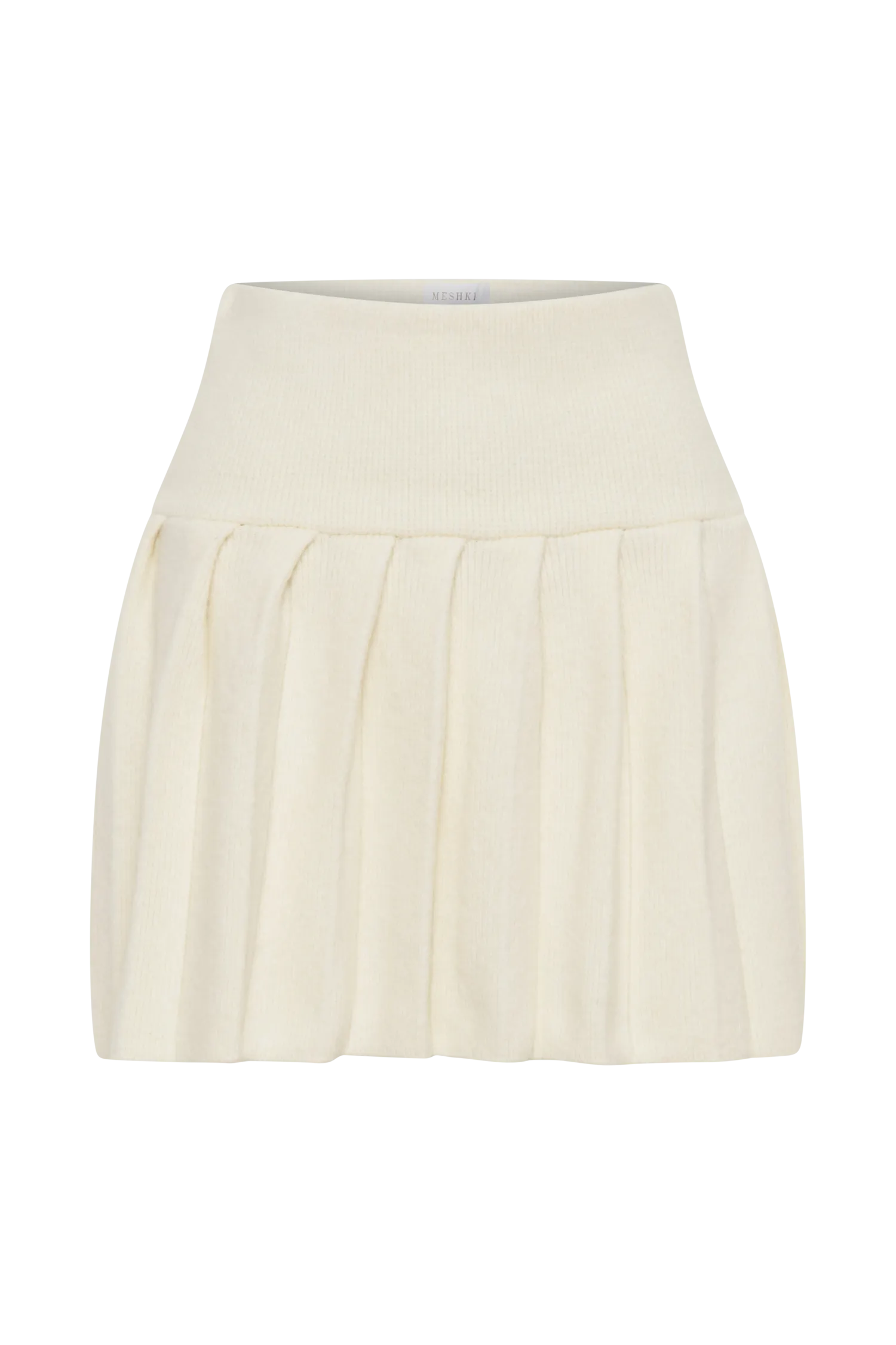 Dionne Pleated Knit Mini Skirt - Ivory Marle