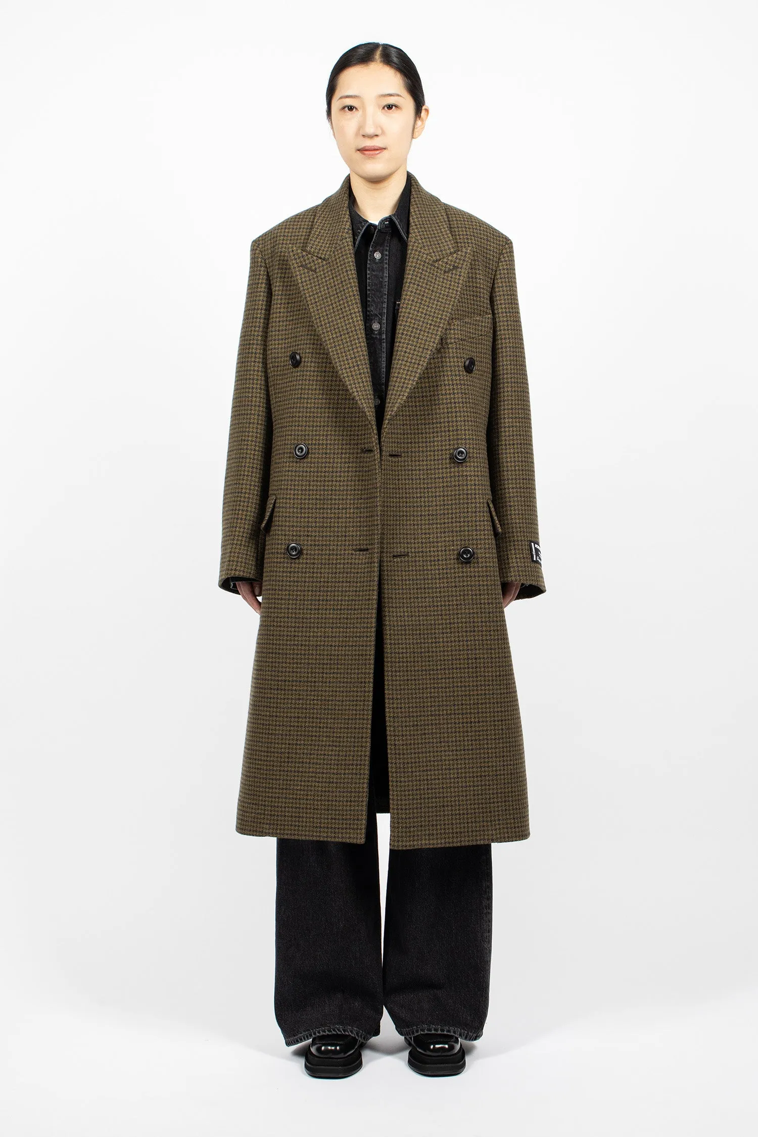 Double-Breasted Wool Coat Khaki Green