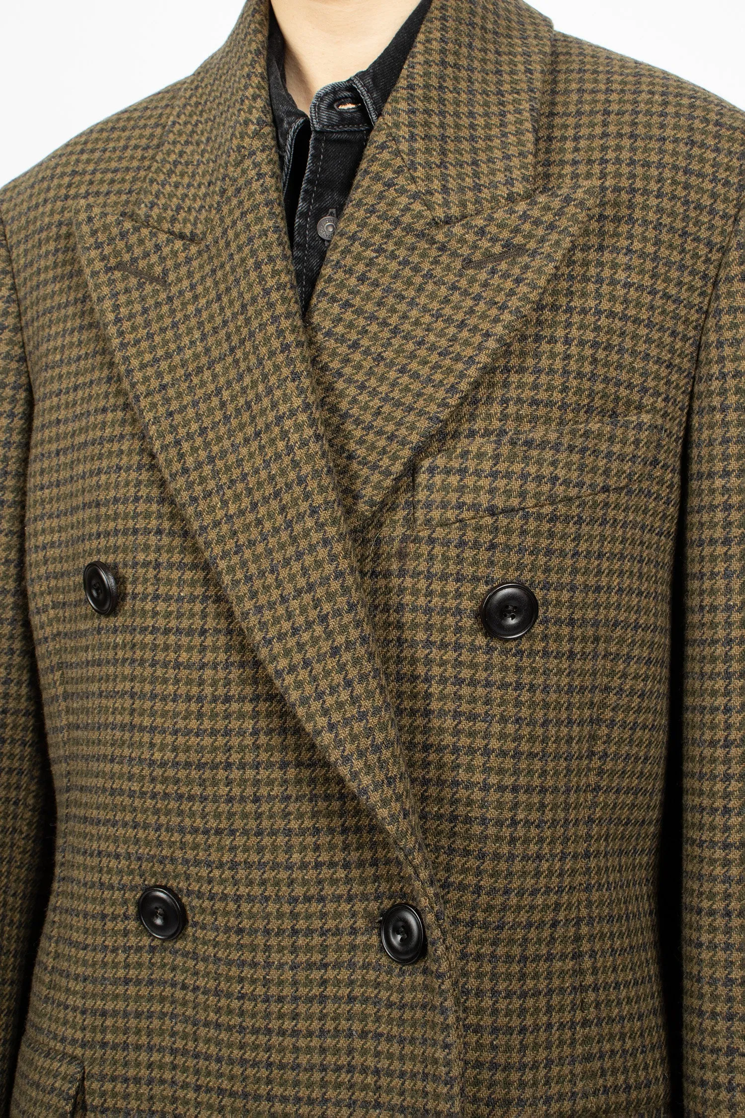 Double-Breasted Wool Coat Khaki Green