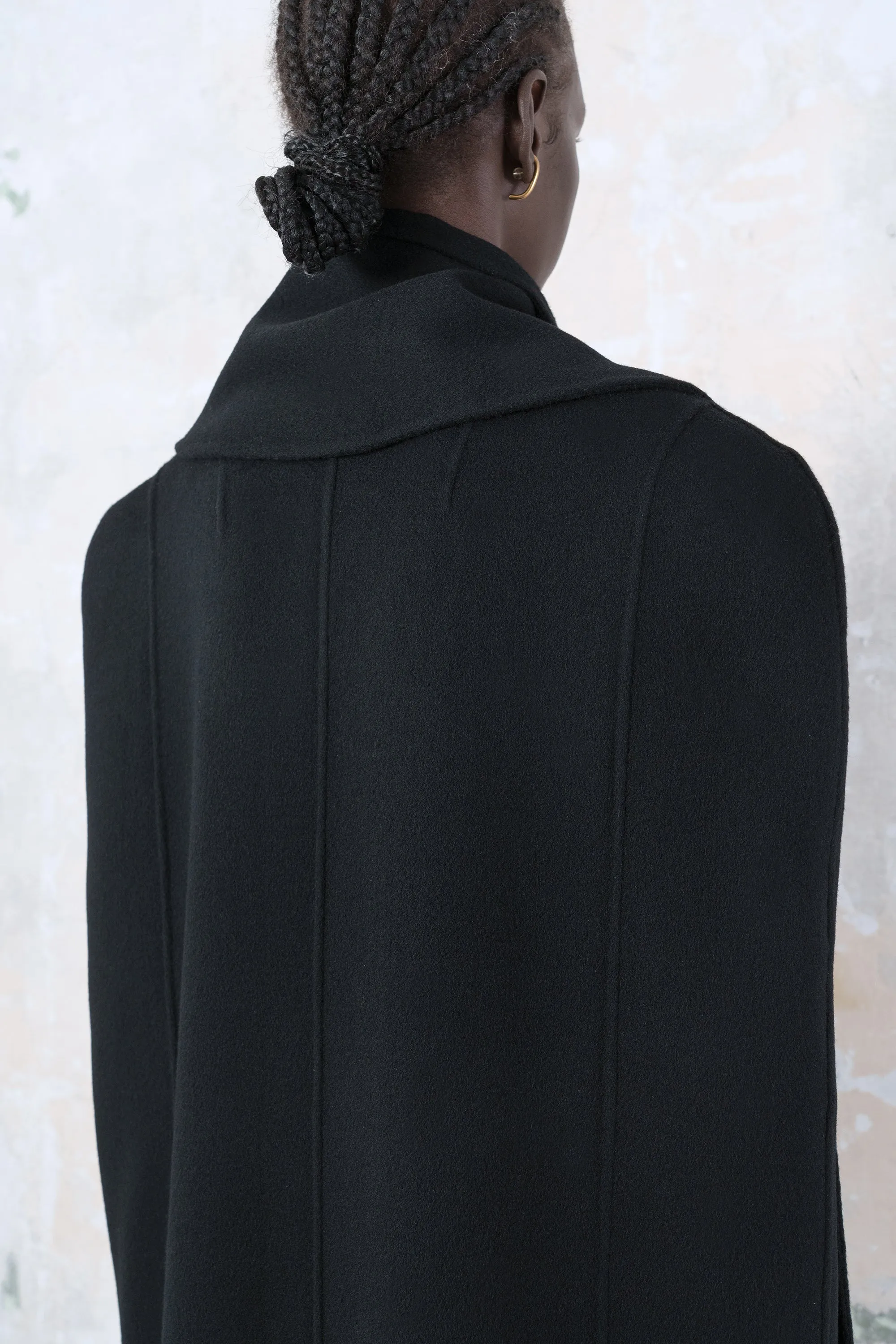 Double-faced wool-blend muffler cape poncho