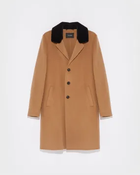 Double-Sided Wool-Cashmere Fabric Coat With Mink Collar