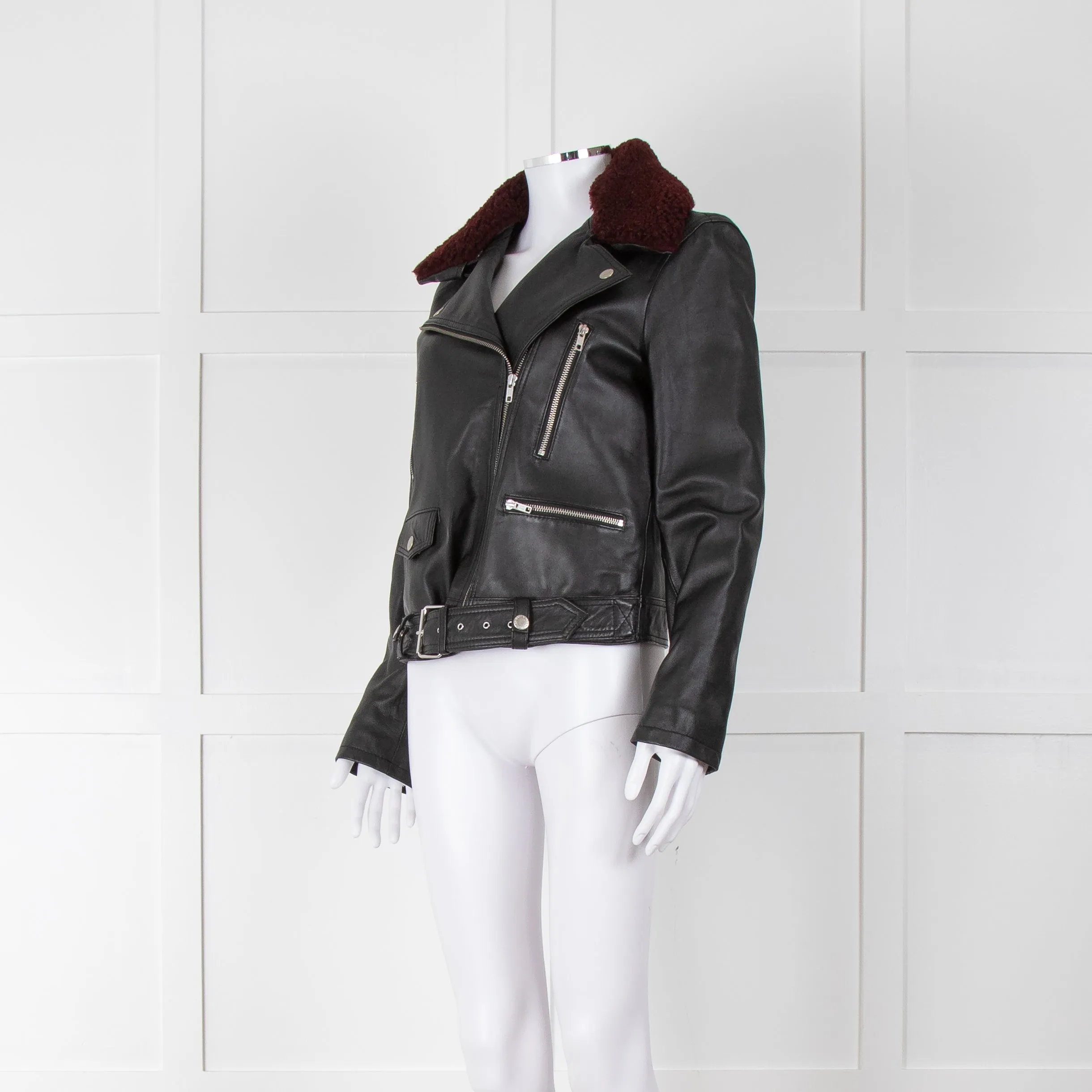 Each Other Leather Jacket with Detachable Fur Collar