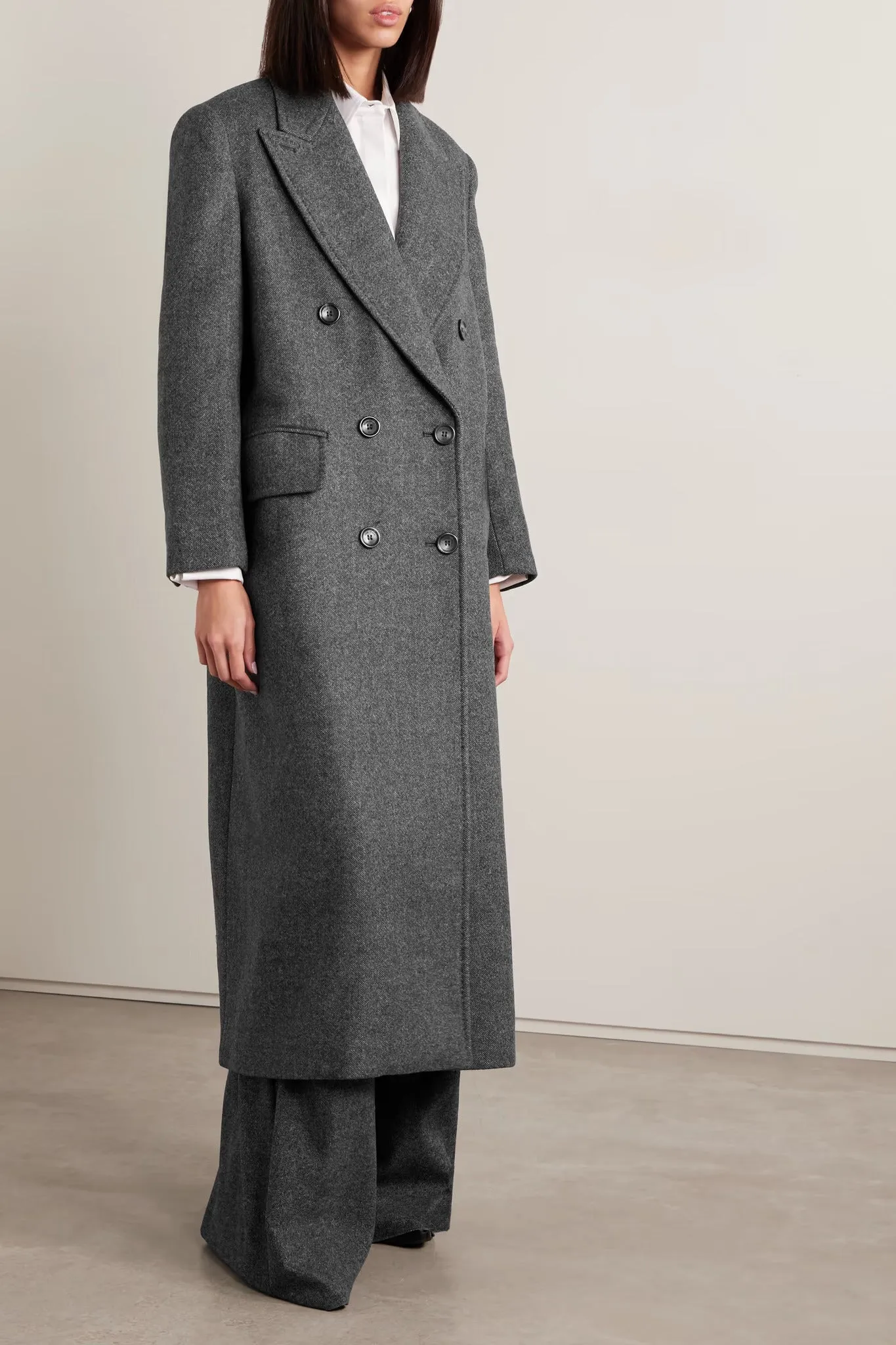 Eccesso Double-breasted Herringbone Wool Coat