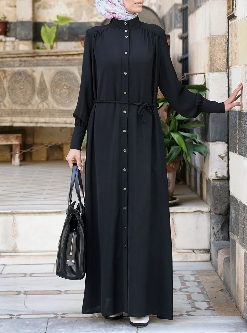 Elegant Buttoned Shirtdress Abaya