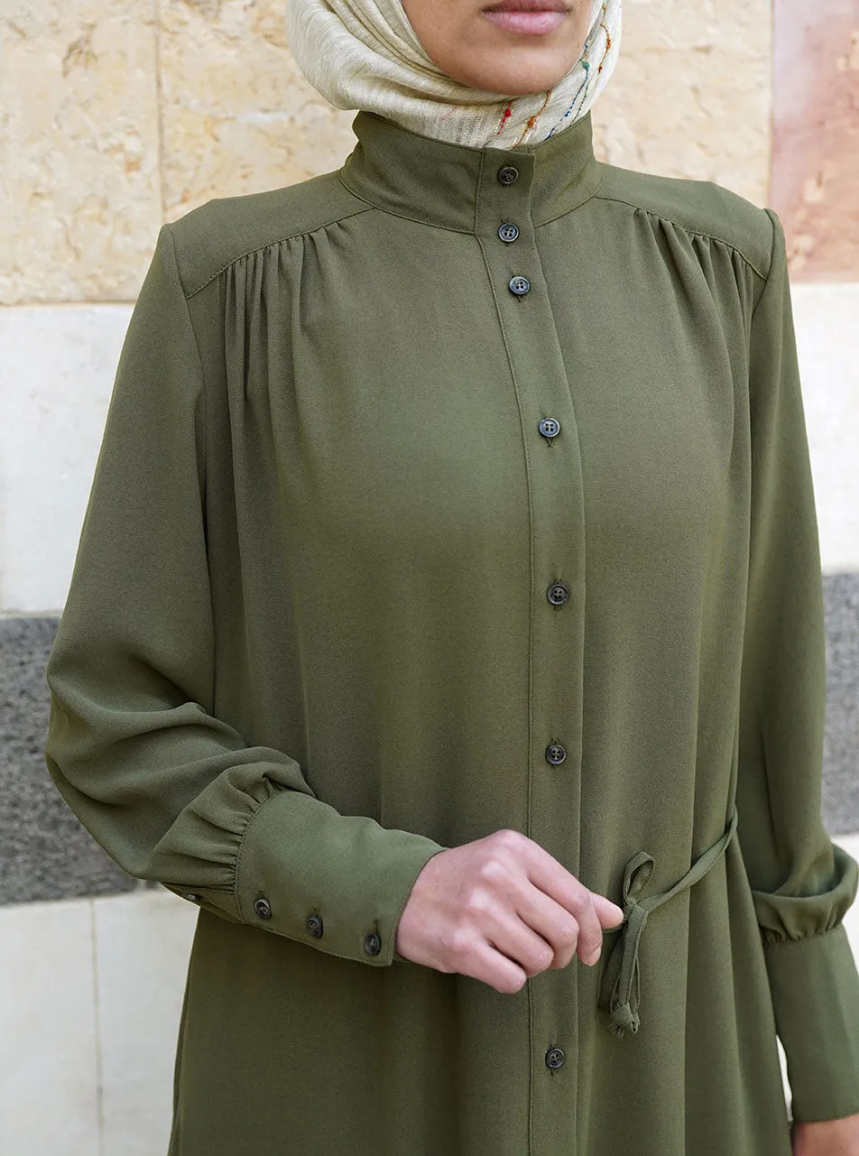 Elegant Buttoned Shirtdress Abaya