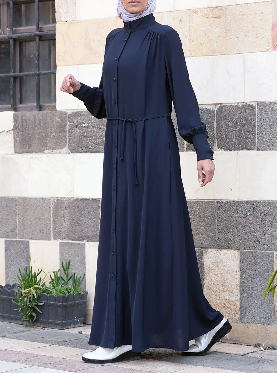 Elegant Buttoned Shirtdress Abaya