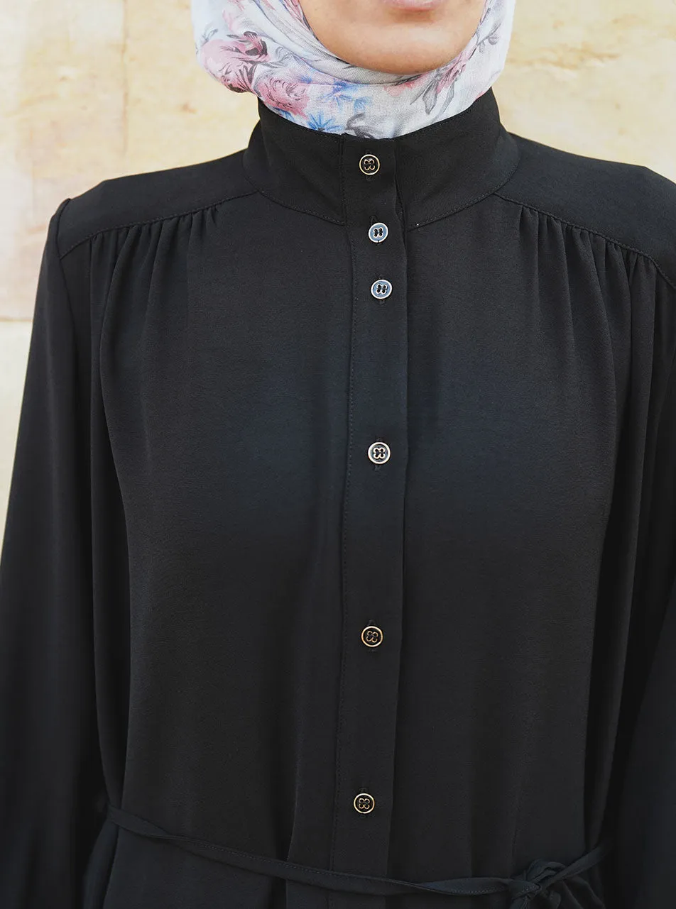 Elegant Buttoned Shirtdress Abaya