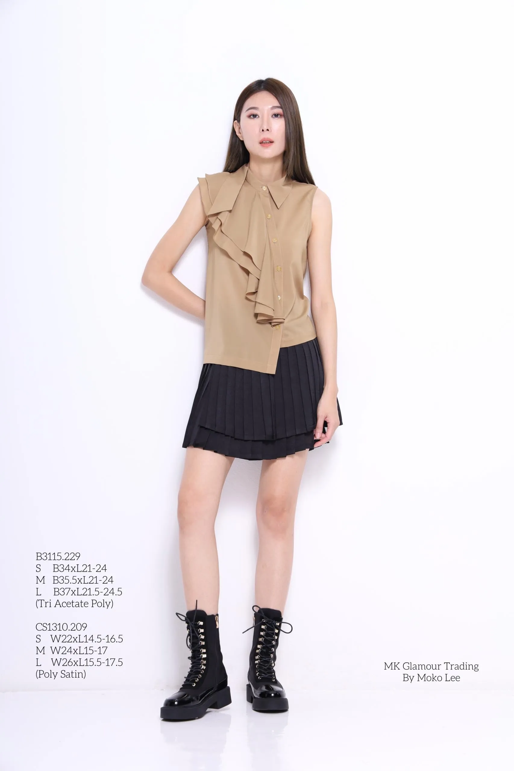 Elin Asymmetrical Pleated Skirt