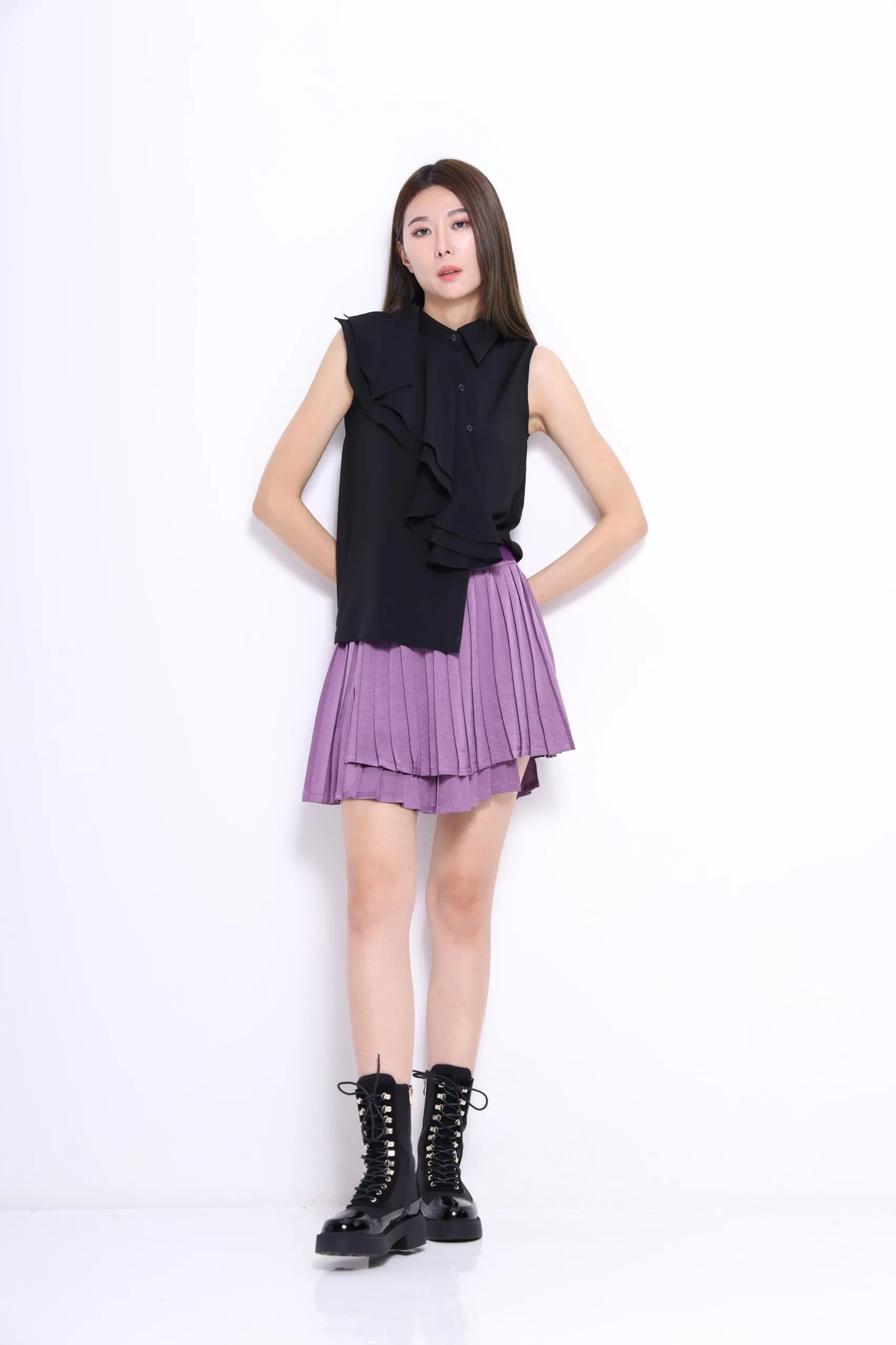 Elin Asymmetrical Pleated Skirt