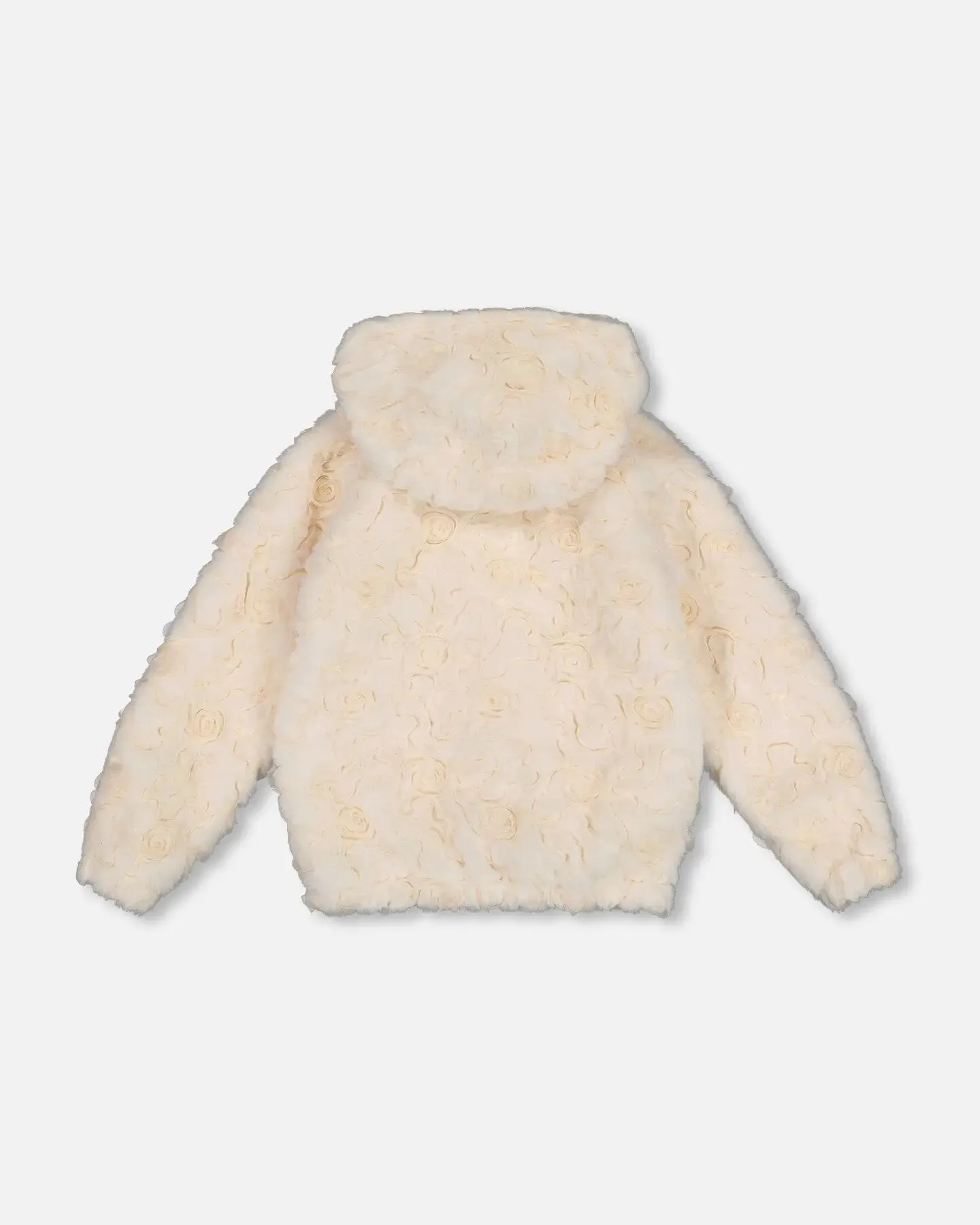 Embroidered Faux Fur Cardigan Off White