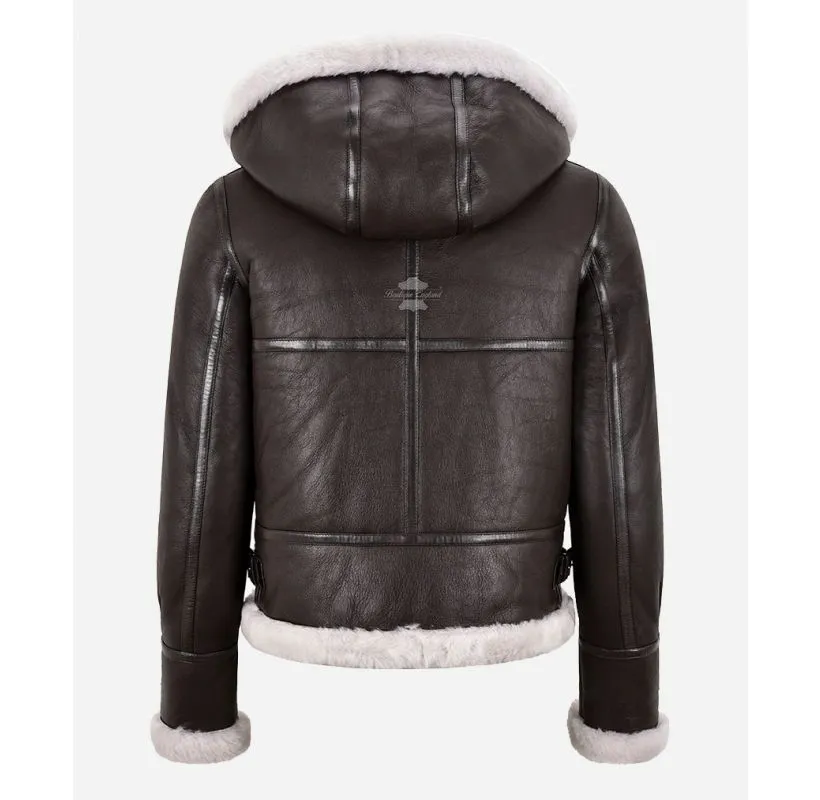 ERIN Hooded Sheepskin Jacket for Women B3 Shearling Jacket