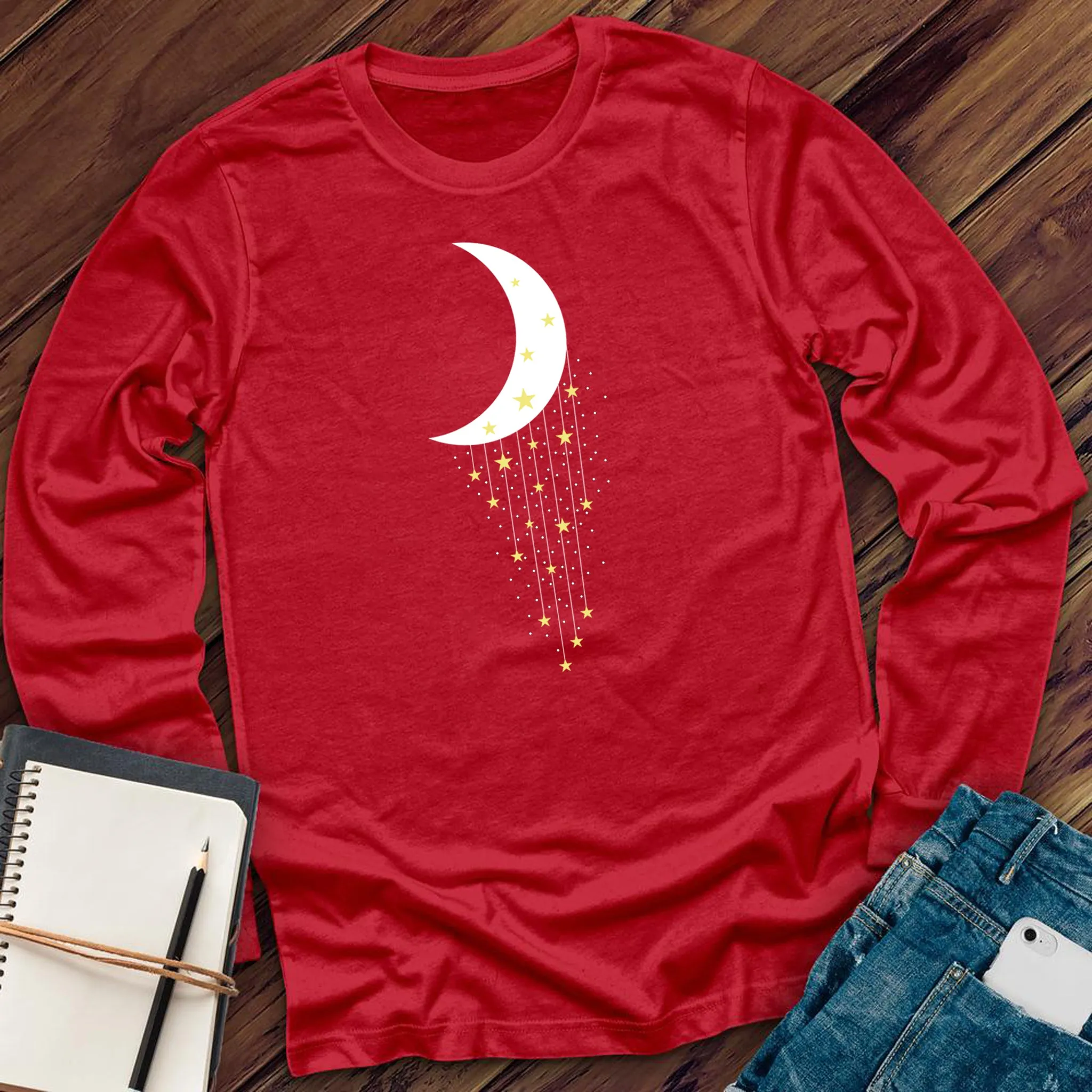 Falling Stars Moon Long Sleeve