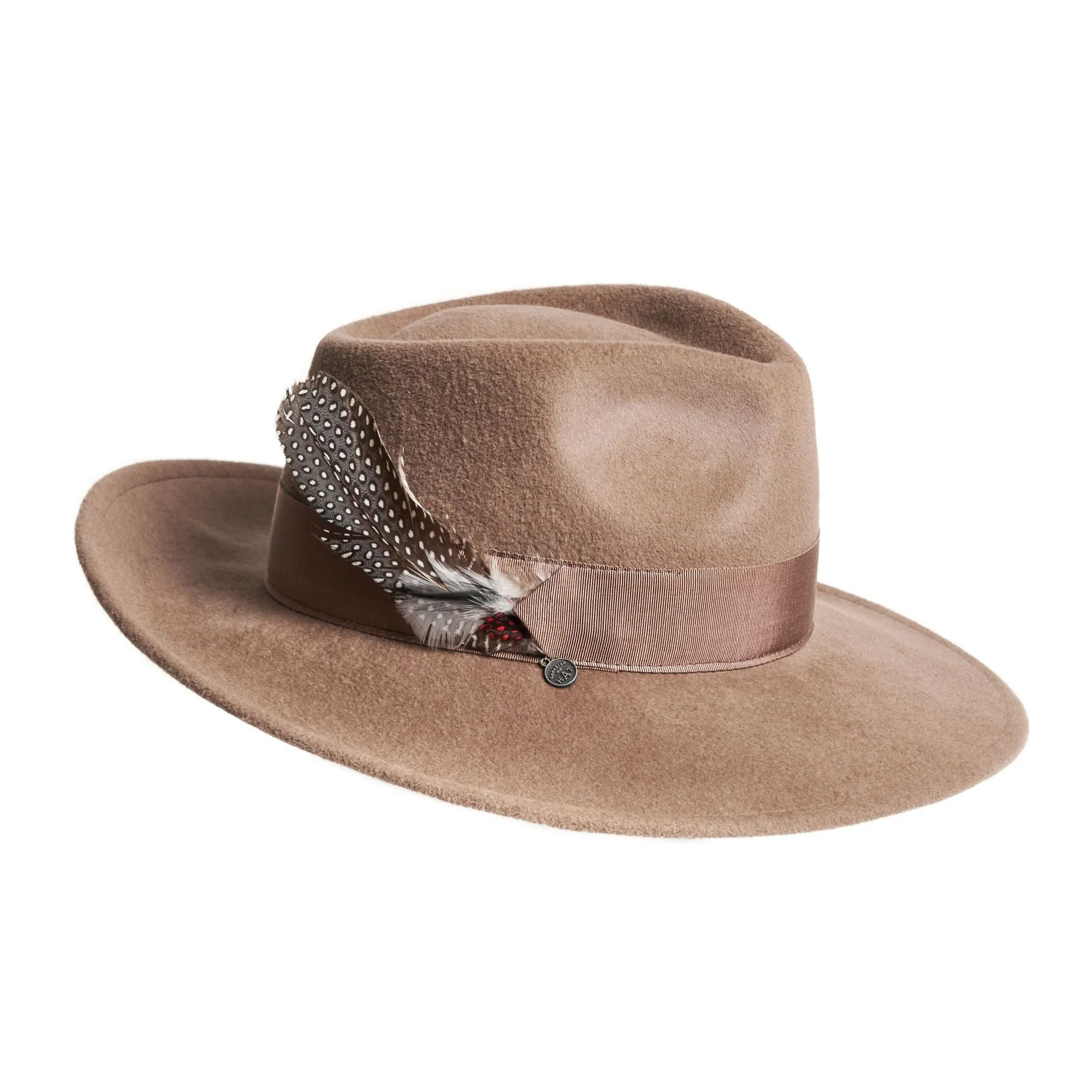 FEDINA - LARGE FUR FELT FEDORA WITH FEATHER