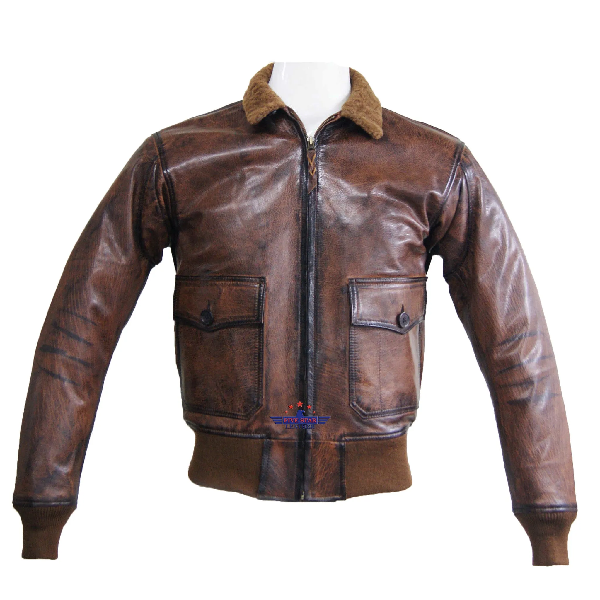 Flight G1 Bomber Naval Flying Men Jacket USN Goatskin Leather Furniture Distressed