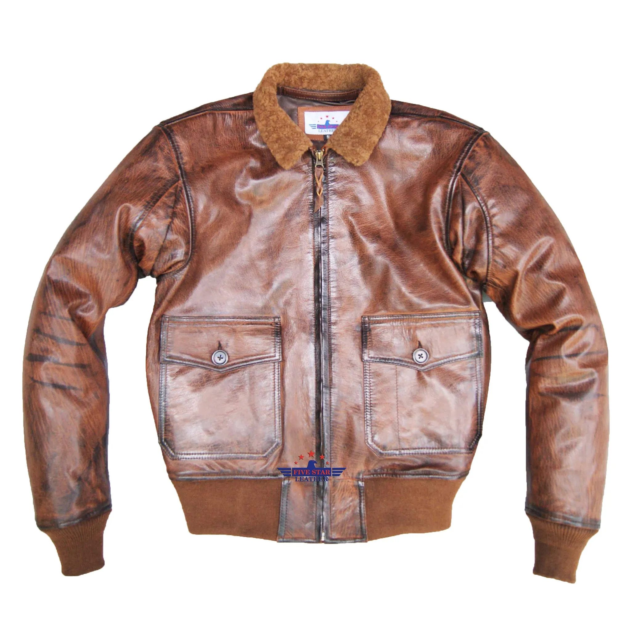 Flight G1 Bomber Naval Flying Men Jacket USN Goatskin Leather Furniture Distressed