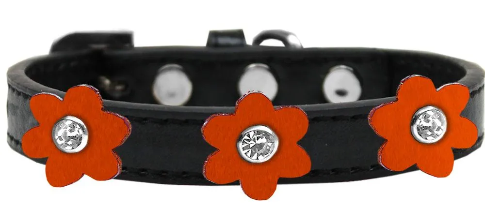 Flower Premium Collar Black With Orange Flowers Size 10