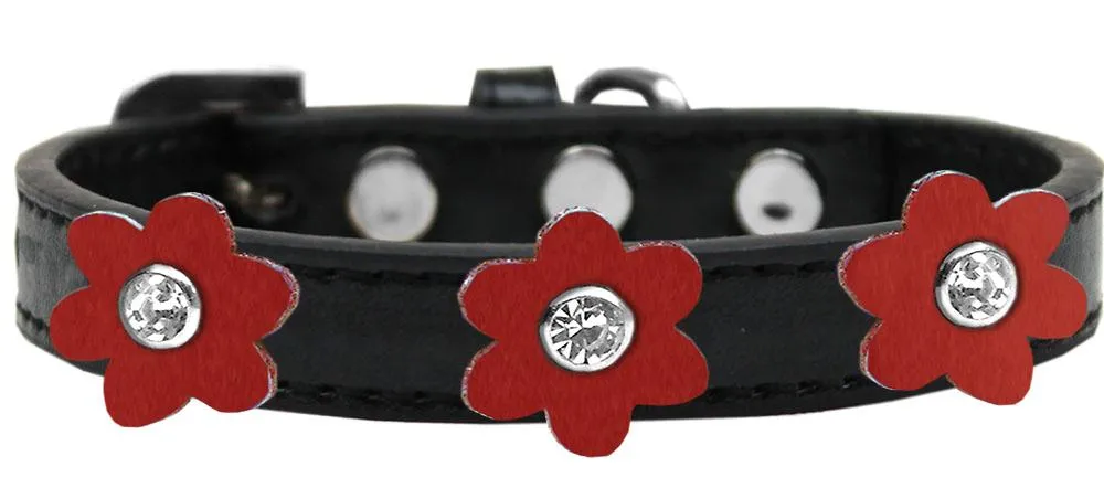 Flower Premium Collar Black With Red Flowers Size 16