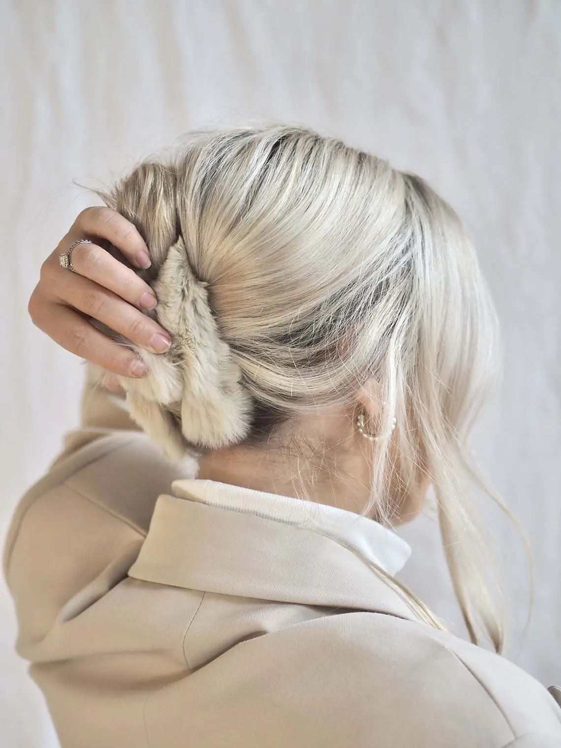 Fluffy Beige Hair Clip