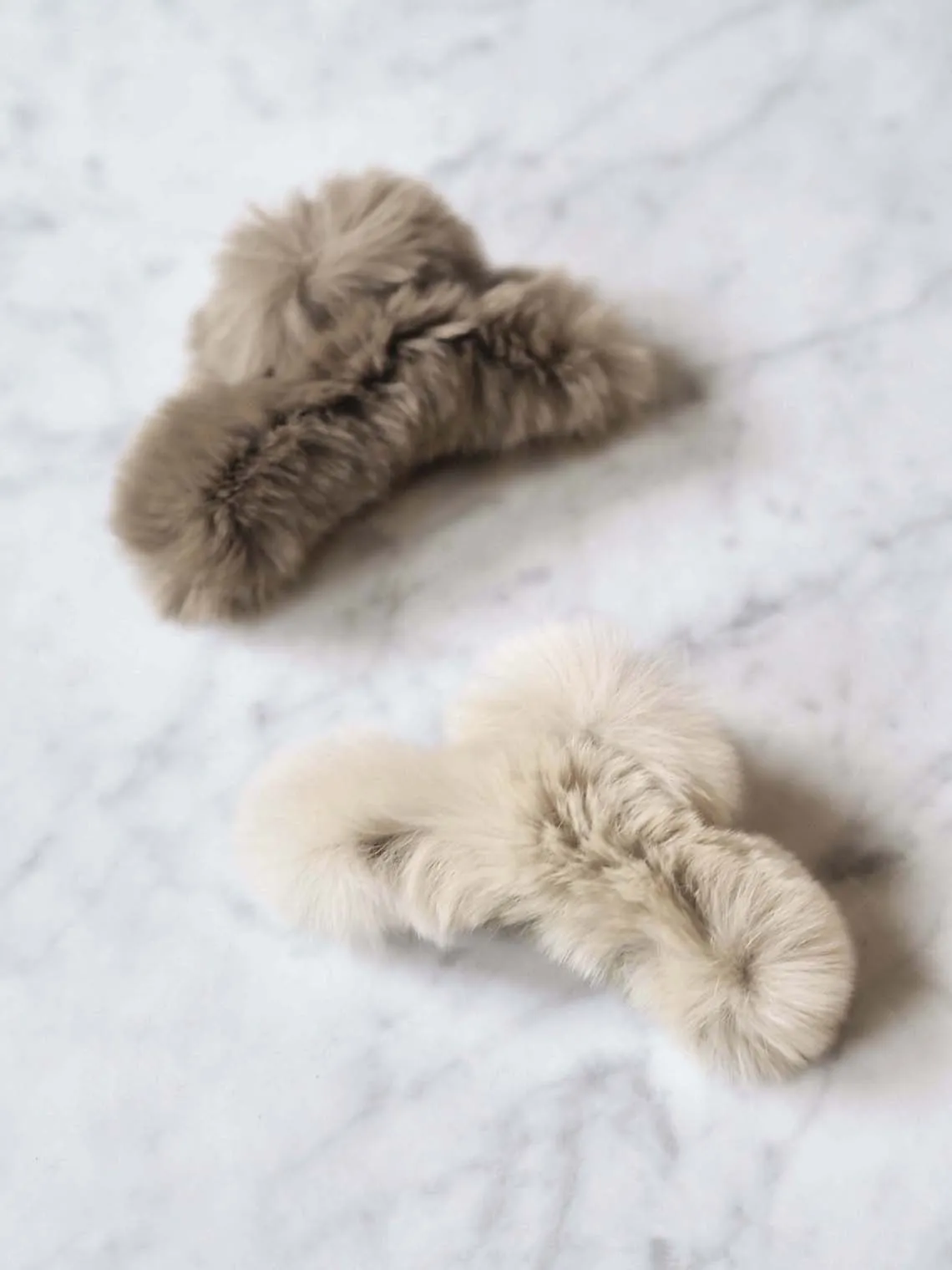 Fluffy Beige Hair Clip