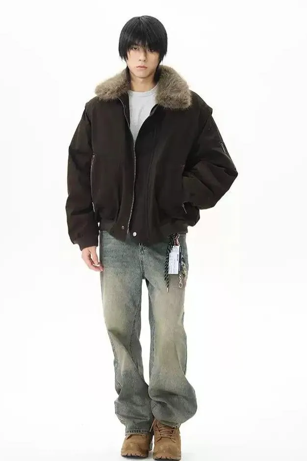 Fur Collar Side Pockets Jacket