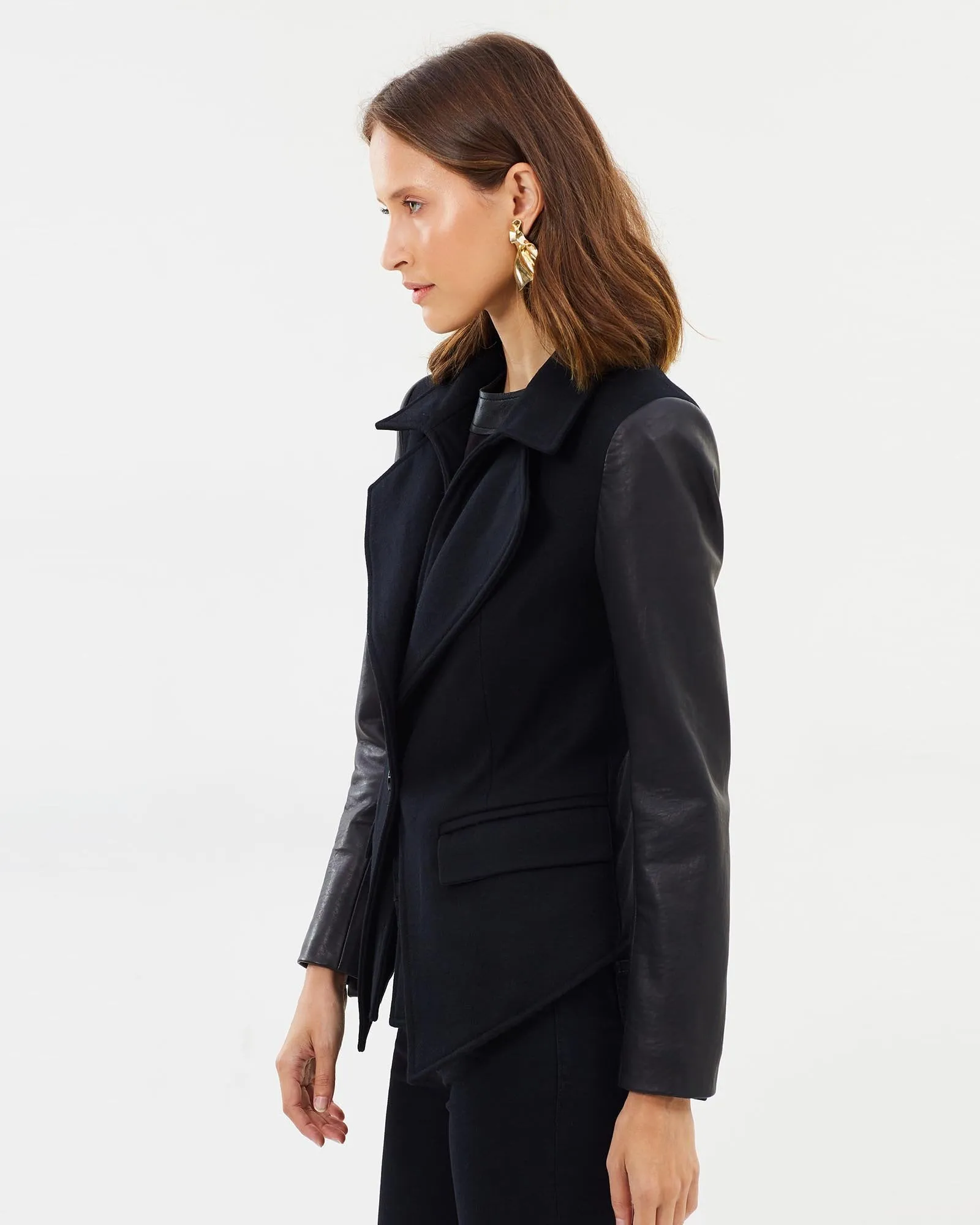 Givenka Wool & Leather Blazer - Jet Black