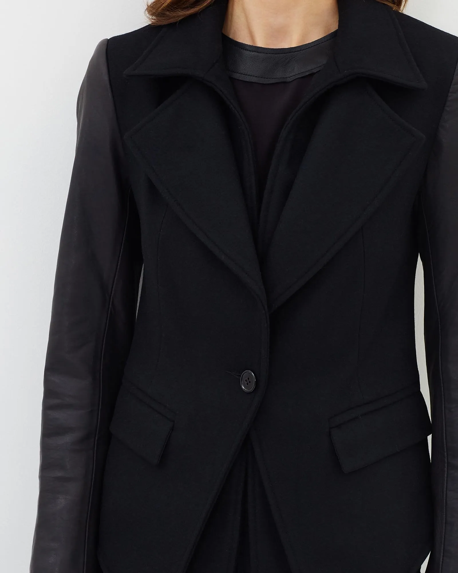 Givenka Wool & Leather Blazer - Jet Black