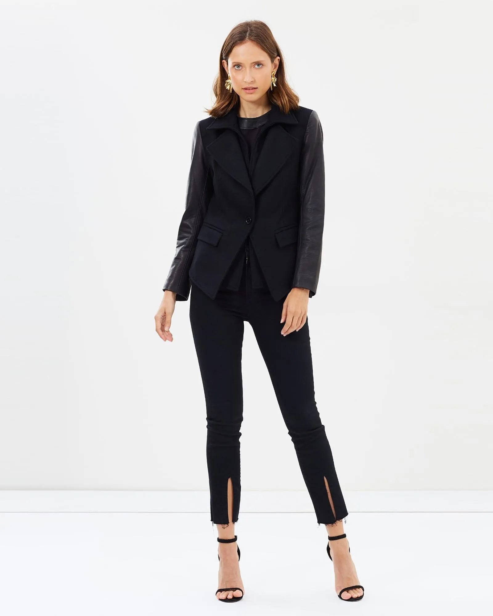 Givenka Wool & Leather Blazer - Jet Black