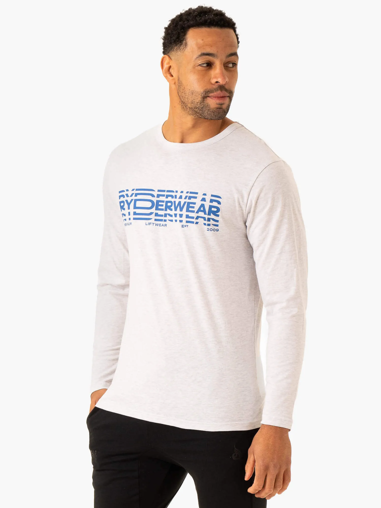 Graphic Long Sleeve T-Shirt - Grey Marl