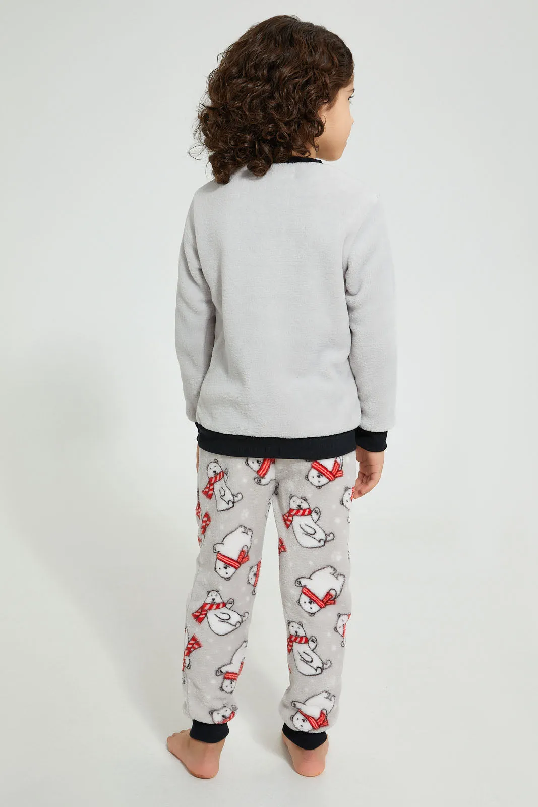 Grey Bear Fleece Pyjama Set (Pack Of 2)