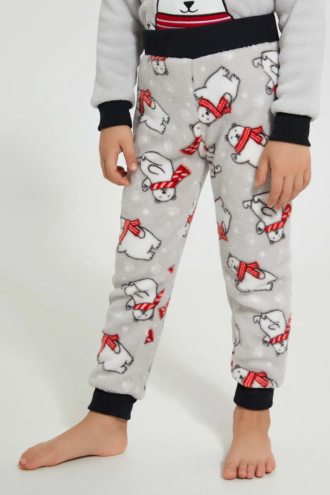 Grey Bear Fleece Pyjama Set (Pack Of 2)