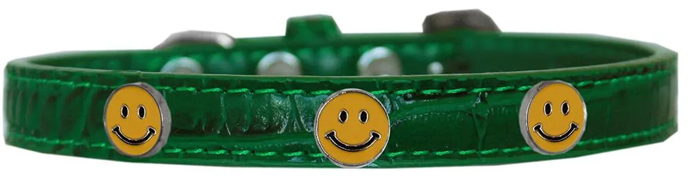 Happy Face Widget Croc Dog Collar Emerald Green Size 20