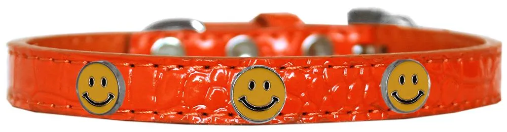 Happy Face Widget Croc Dog Collar Orange Size 12