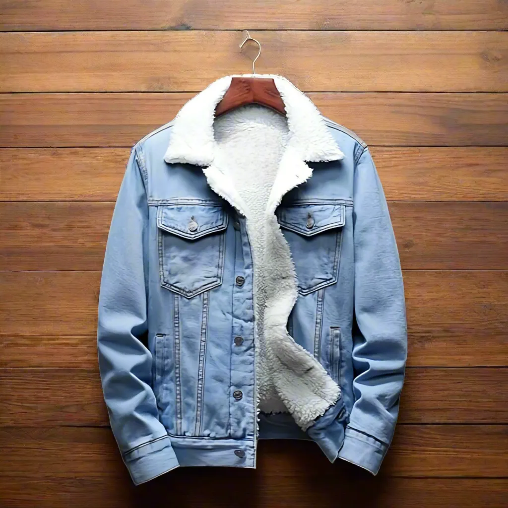 Ice Blue Sherpa Denim Jacket