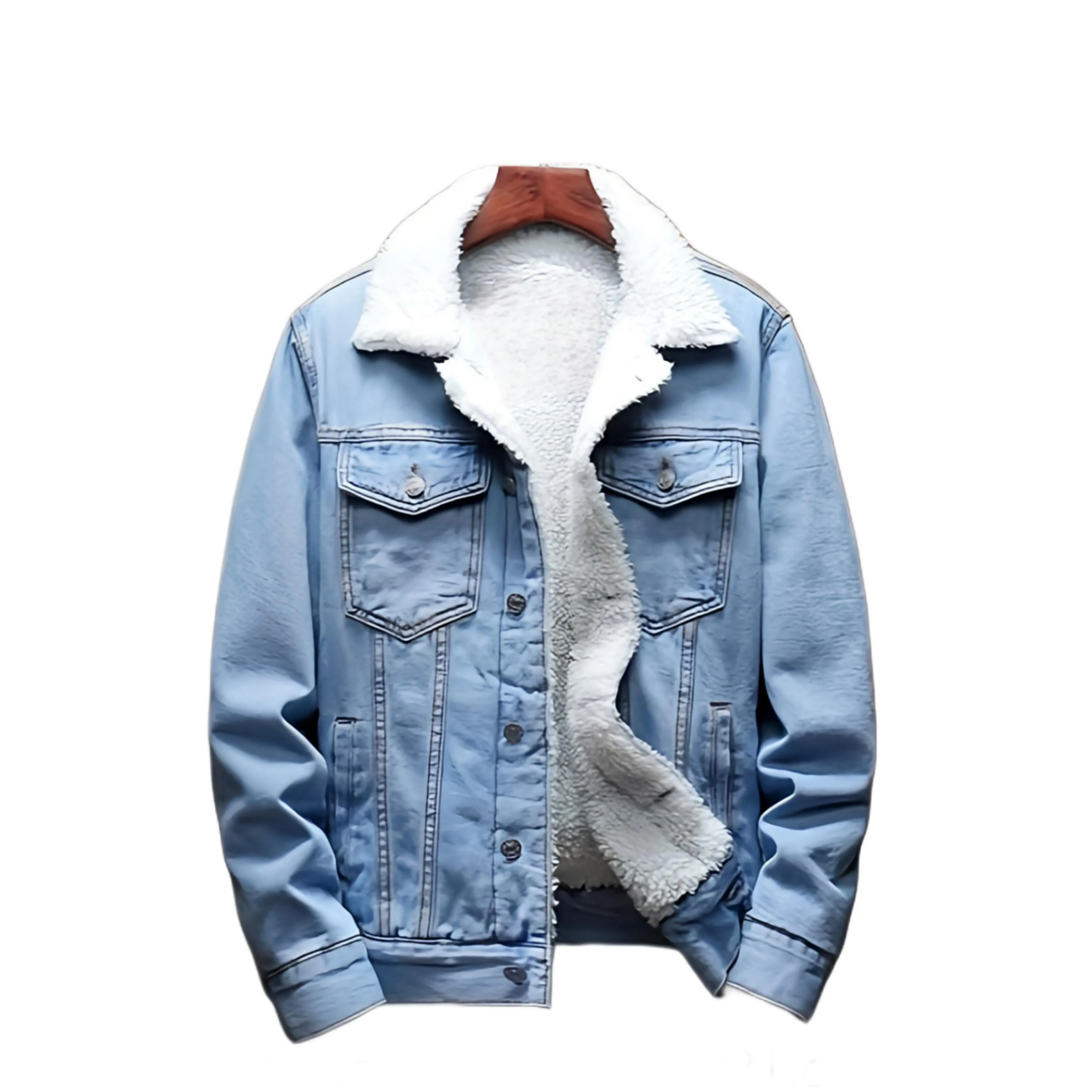 Ice Blue Sherpa Denim Jacket