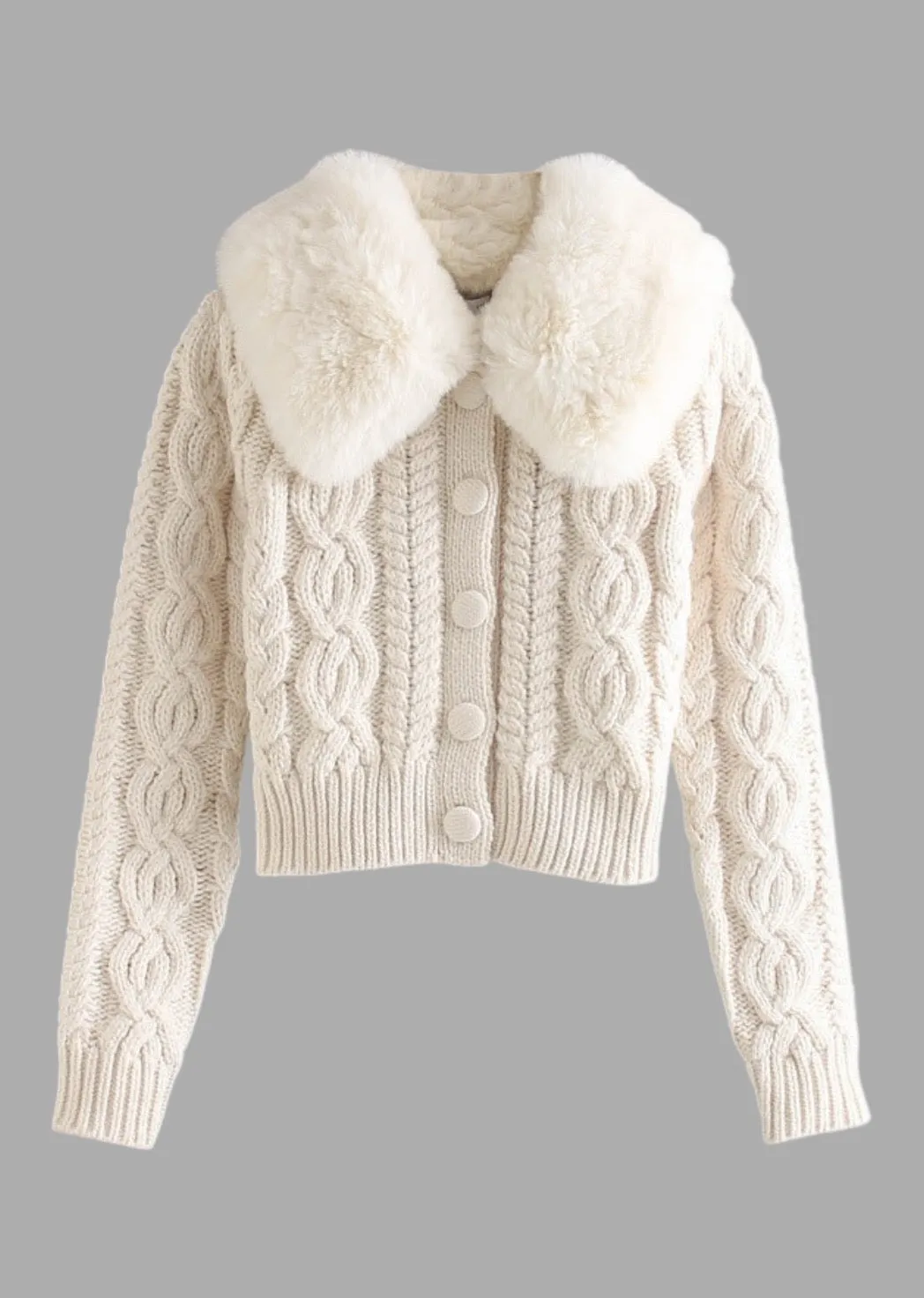 Judith Eco-Fur Collar Knitted Top