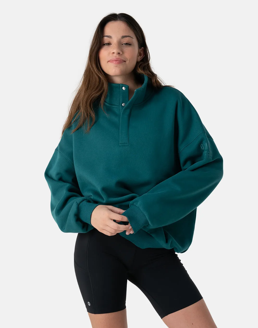 Kin Snap Collar Sweatshirt in Teal