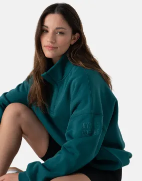 Kin Snap Collar Sweatshirt in Teal