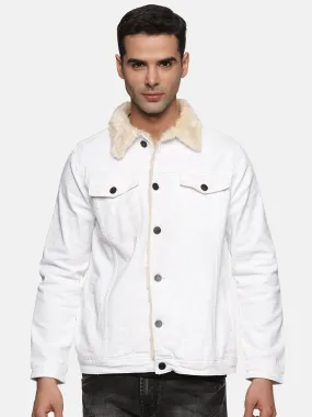 Kultprit Men's White Jacket with White fur