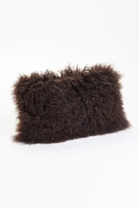 Lamb Fur Pillow Rect. Dark Brown