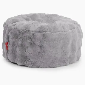 Large Round Footstool - Bubble Faux Fur Grey