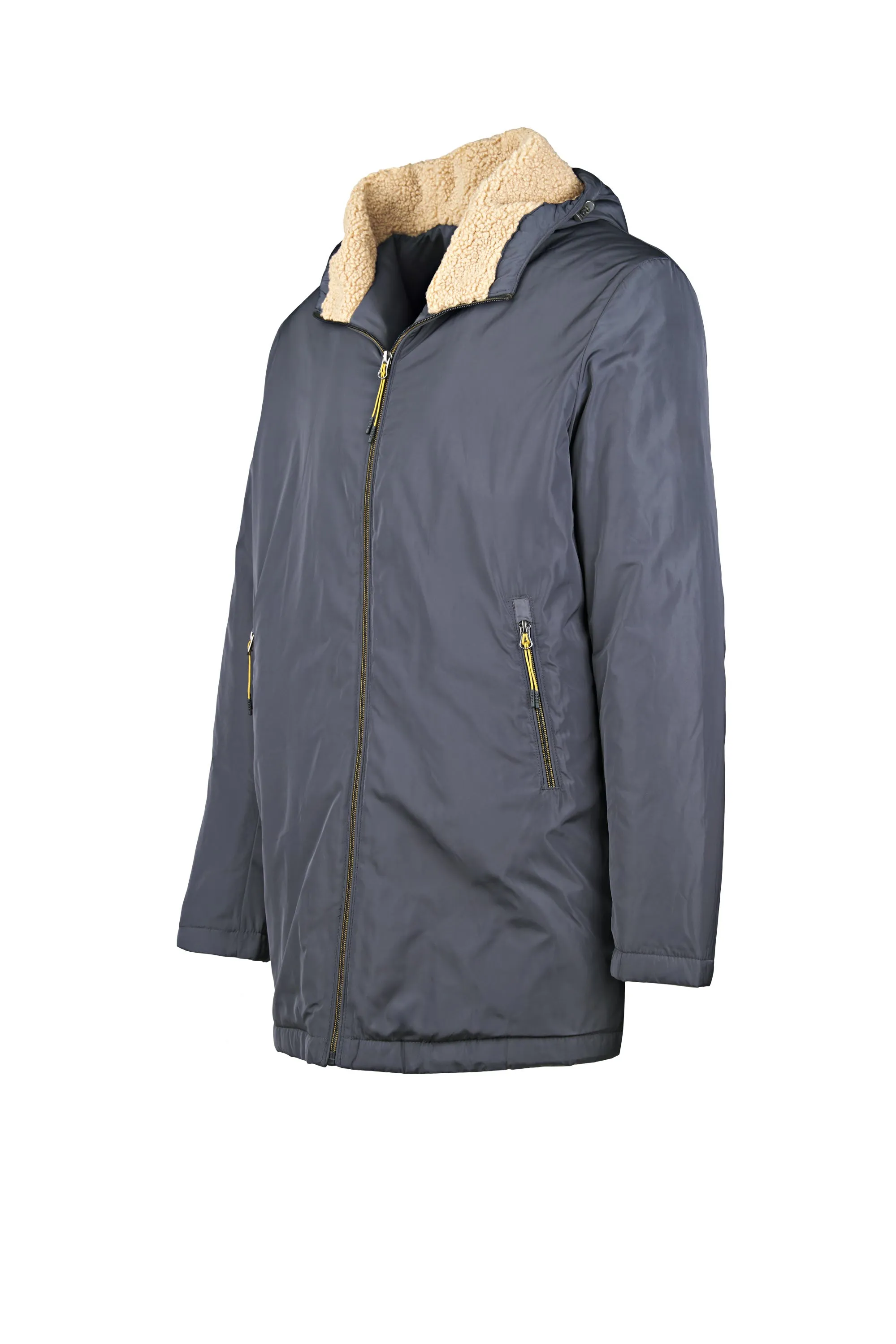 Long Hooded Jacket with Lining