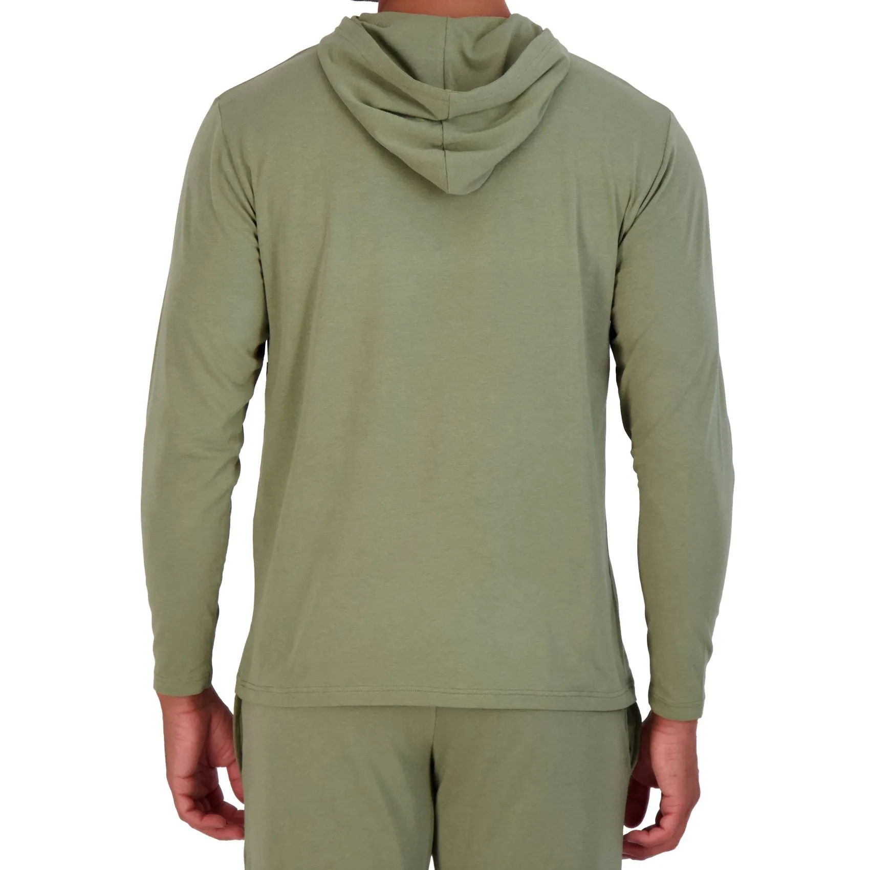 Long Sleeve Hoodie Lounge Shirt in Olive by Wood Underwear