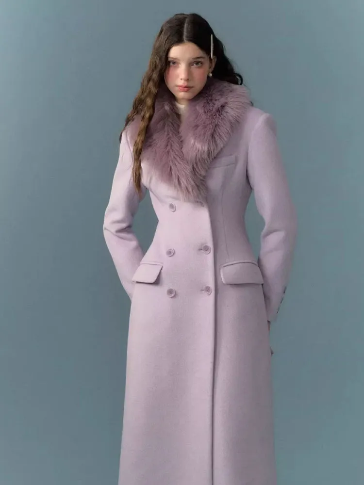 Long wool coat with fur collar【s0000005657】