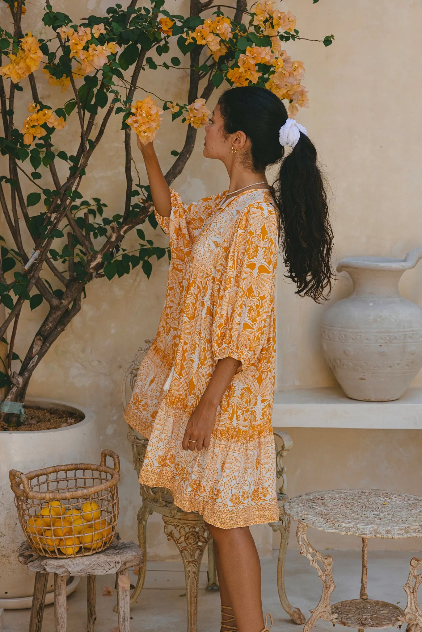 Marigold Yellow Orange Boho Mini Dress