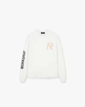 Masking Tape Initial Long Sleeve T-Shirt - Flat White