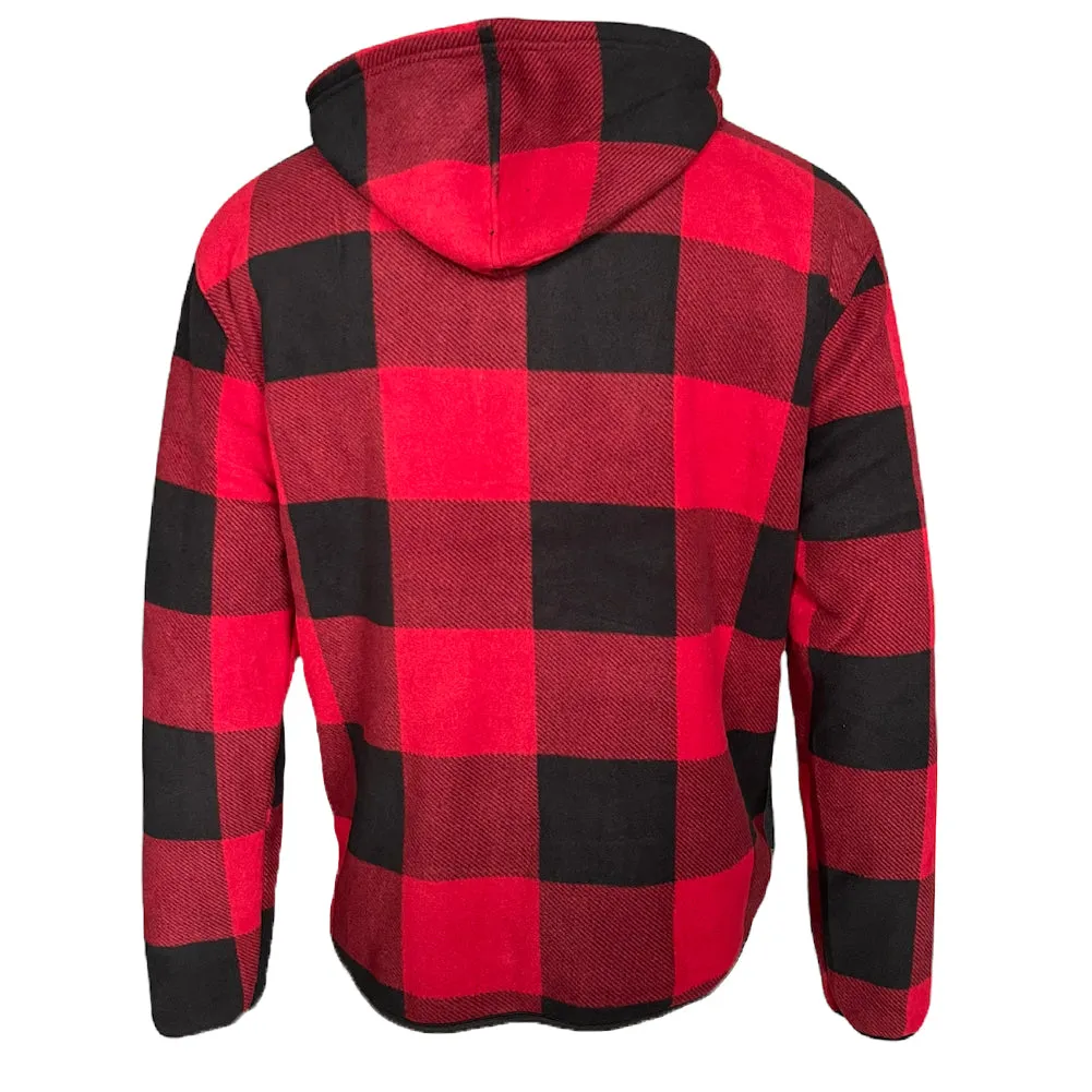 Men's Flannel Hoodie Sherpa Fleece Lined Plaid Zip Up Lightweight Jacket Casual